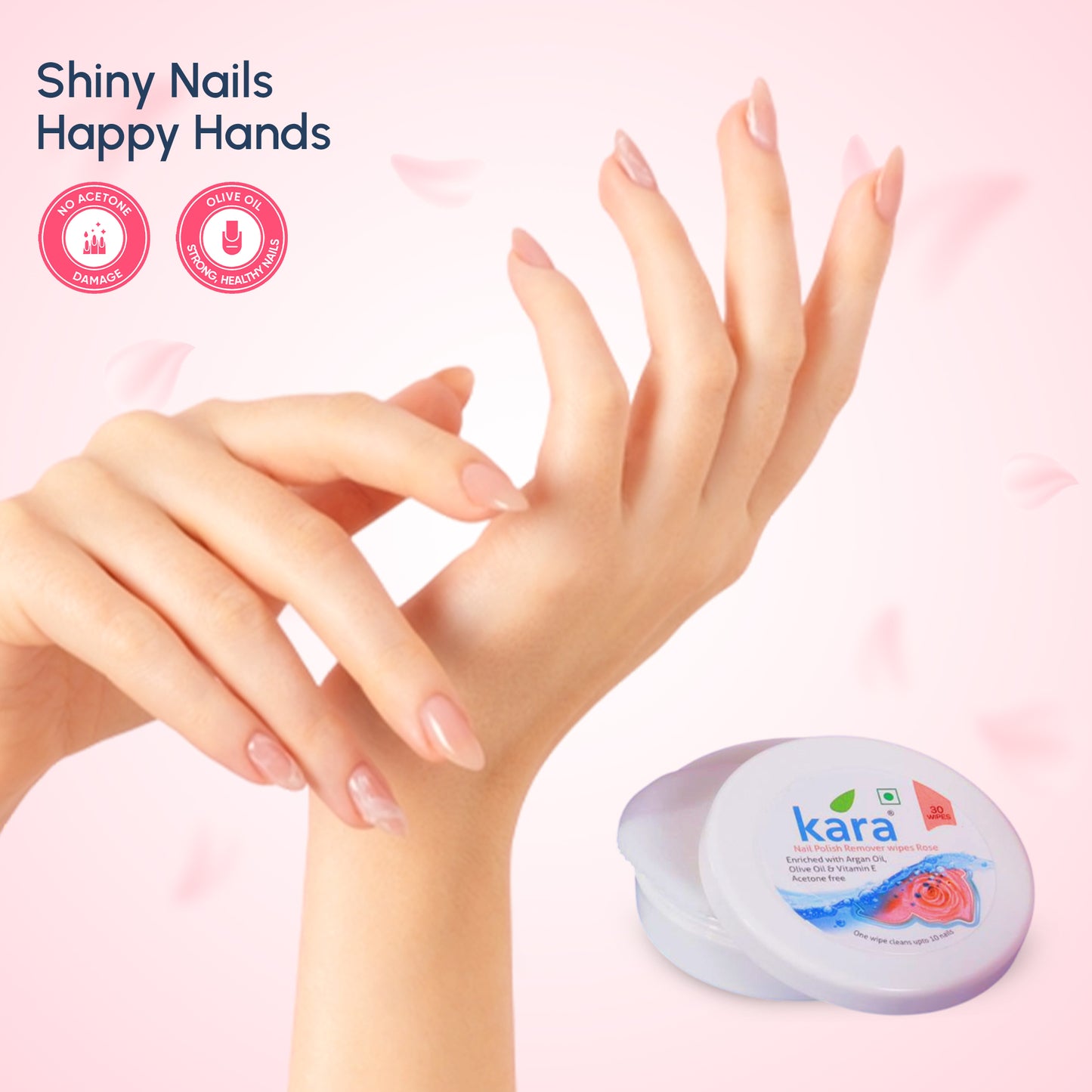 Nail Polish Remover Rose Acetone Free Wipes 30 Pulls