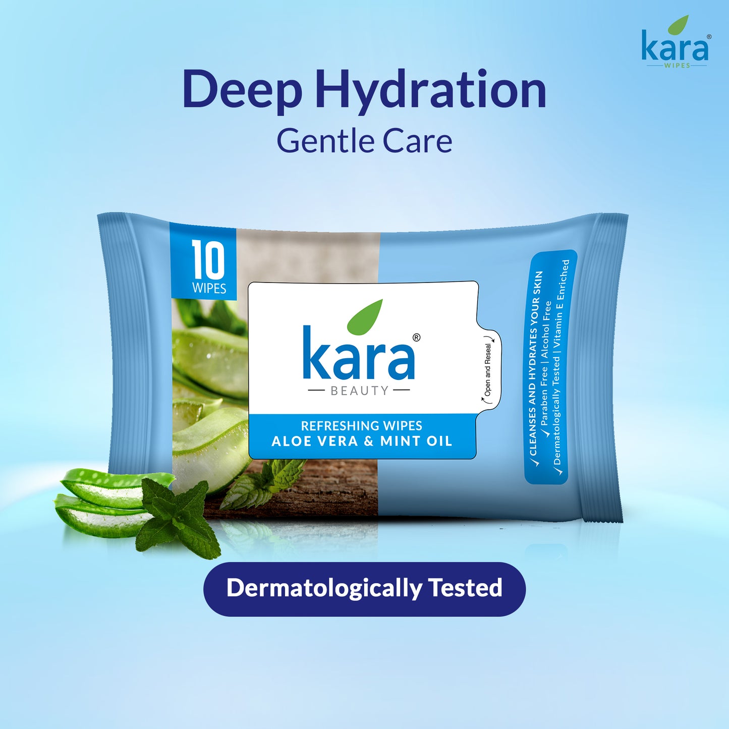 Aloe Vera & Mint Oil Facial Wet Wipes 10 Pulls