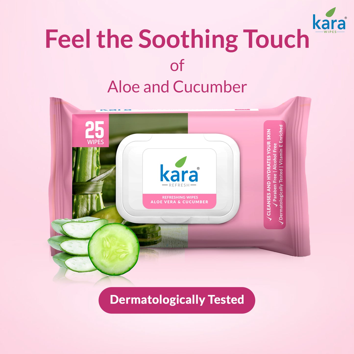 Aloe Vera & Cucumber Facial Wet Wipes 25 Pulls