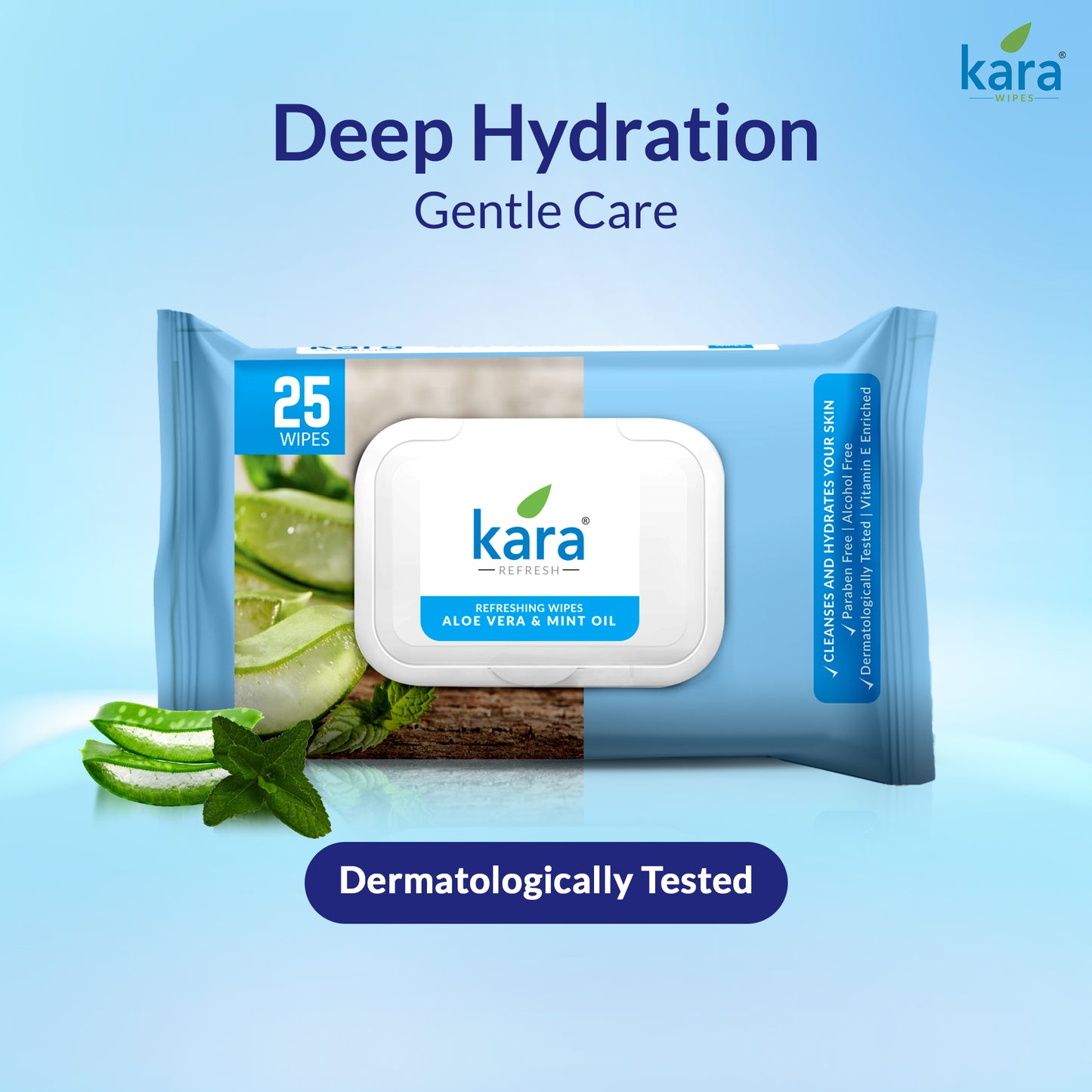 Aloe Vera & Mint Oil Facial Wet Wipes 25 Pulls