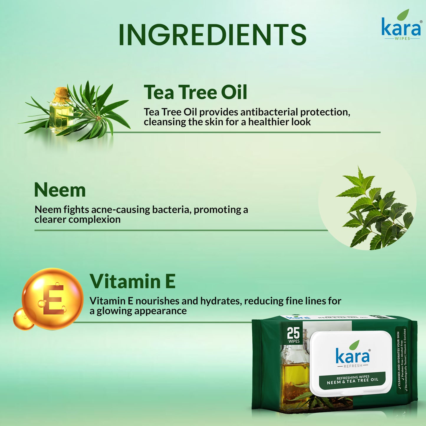 Neem & Tea Tree Oil Facial Wet Wipes 25 Pulls