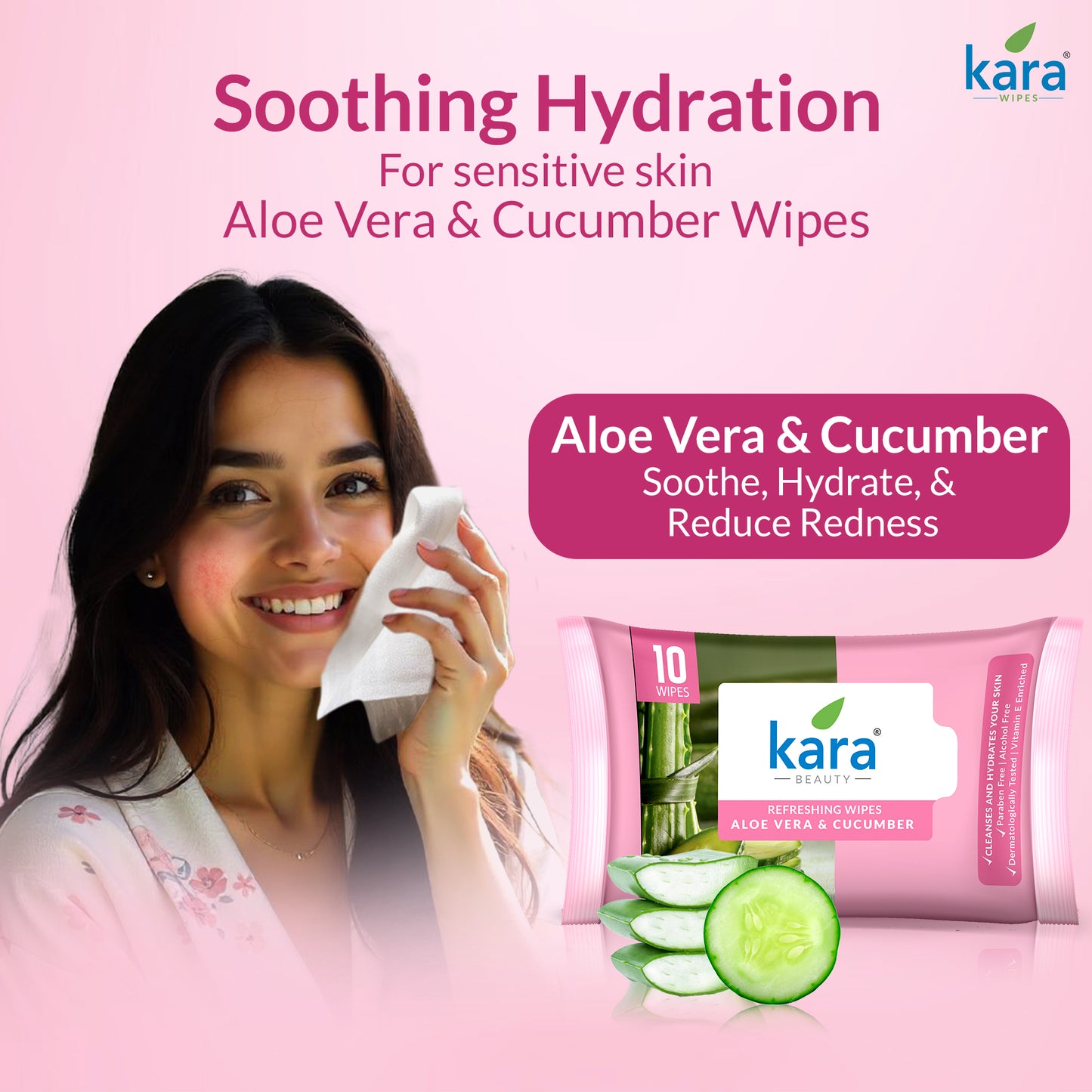 Aloe Vera & Cucumber Facial Wet Wipes 10 Pulls