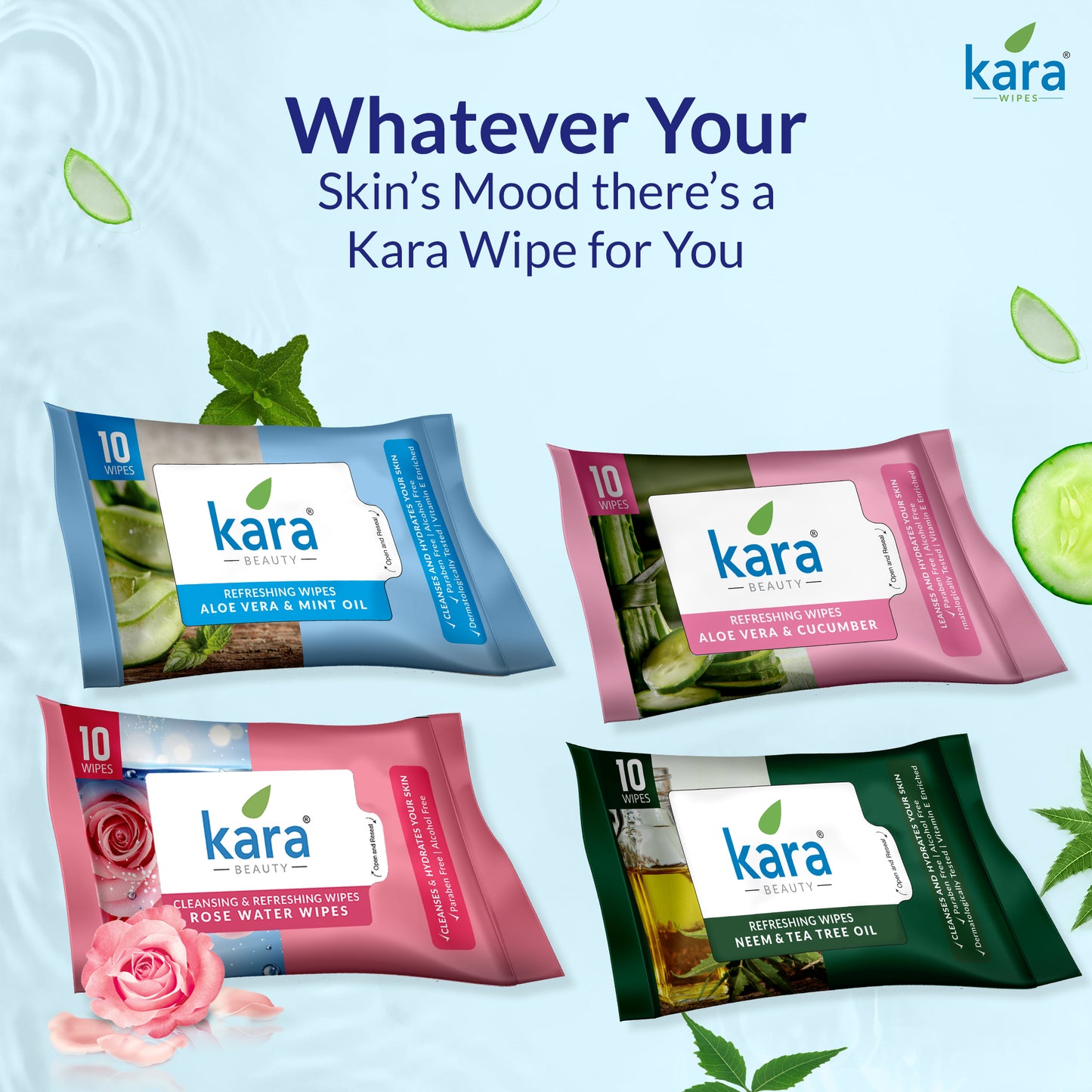 Aloe Vera & Cucumber Facial Wet Wipes 10 Pulls