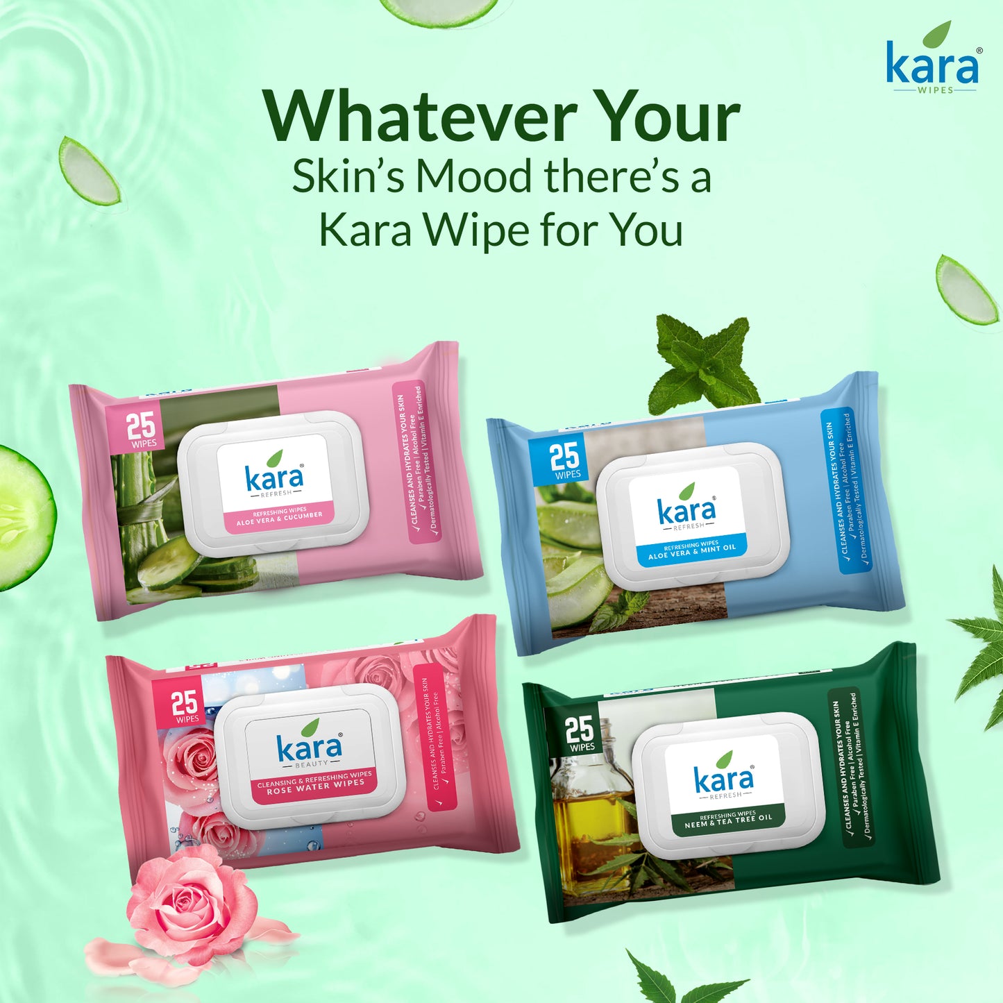 Neem & Tea Tree Oil Facial Wet Wipes 25 Pulls
