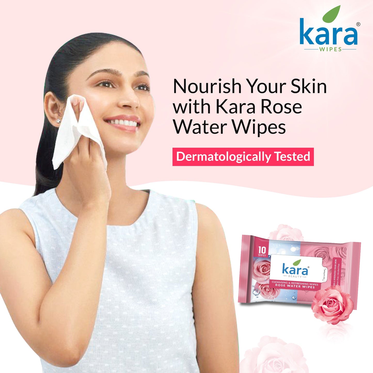 Rose Water Facial Wet Wipes 10 Pulls