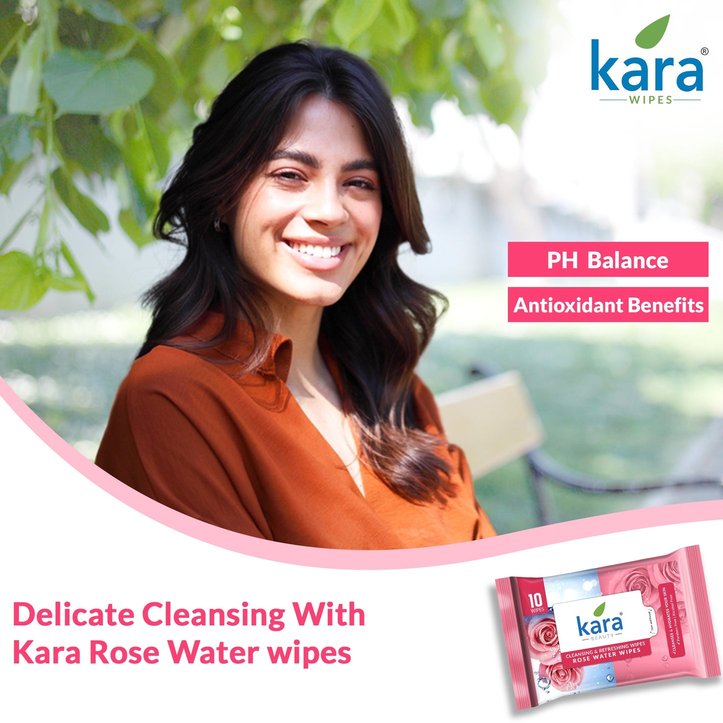 Rose Water Facial Wet Wipes 10 Pulls