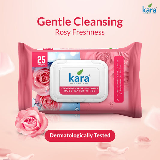 Rose Water Facial Wet Wipes 25 Pulls