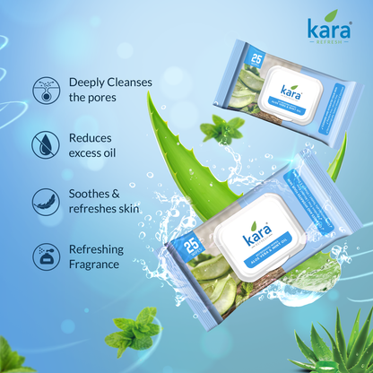 Aloe Vera & Mint Oil Facial Wet Wipes 25 Pulls