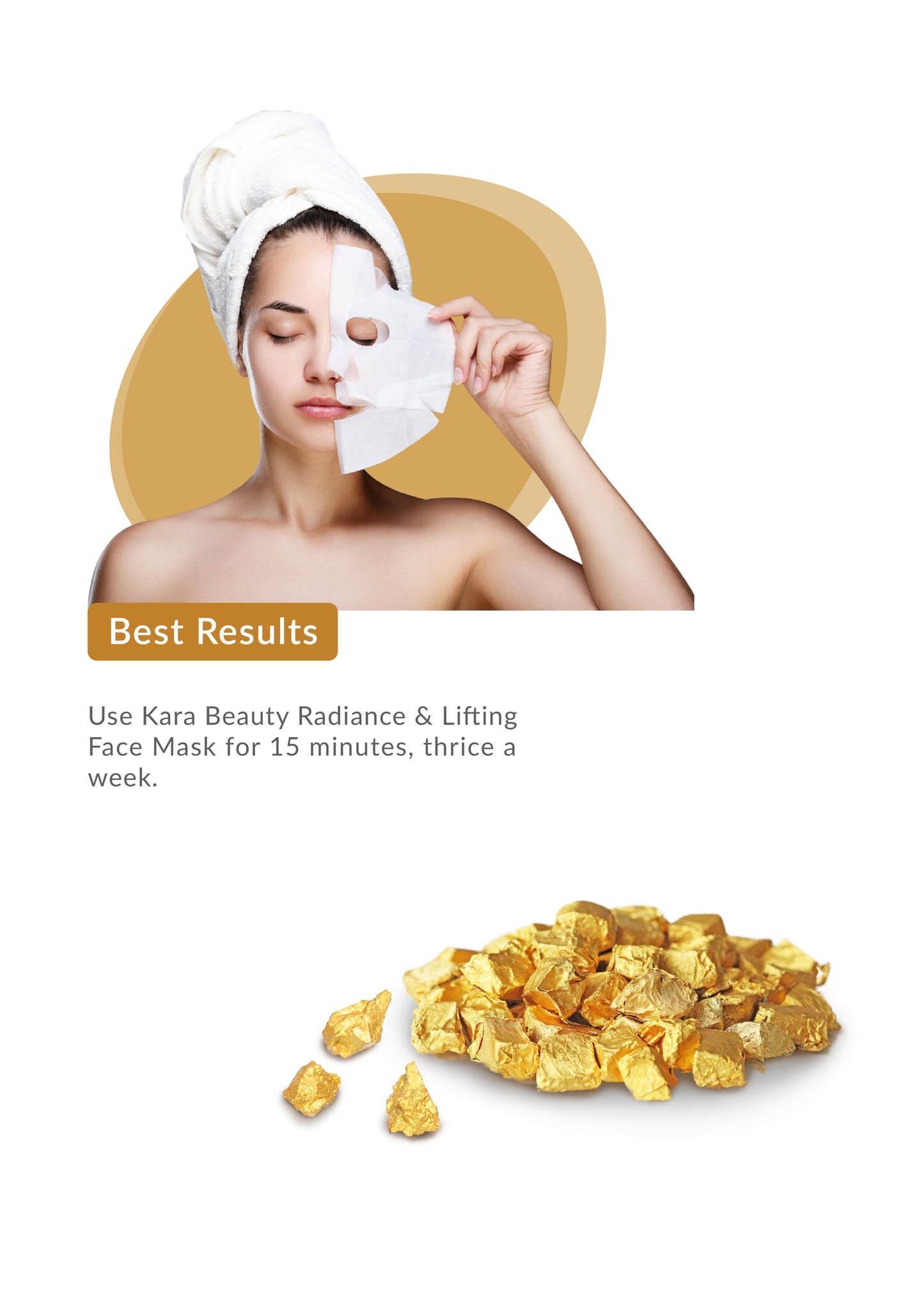 Kara Face Mask, Gold Beauty Radiance & Lifting - Pack of 3