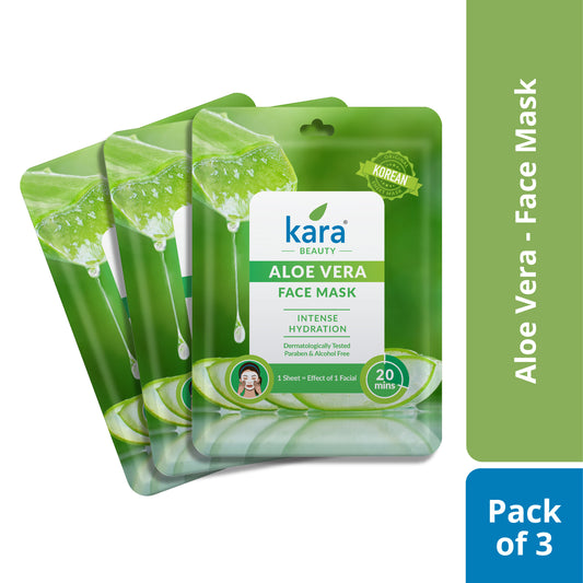 Kara Face Mask, Beauty Hydration & Oil Control, Aloe Vera - Pack of 3